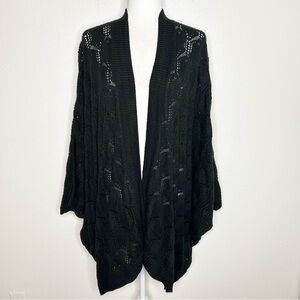 Torrid Womens Black Open Weave Crochet Cardigan Sweater Plus Size 3/4 3X 4X
